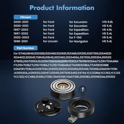 Image of ECCPP AC Compressor Clutch Fit for Ford E-150 E-250 E-350 E-450 1997-2001