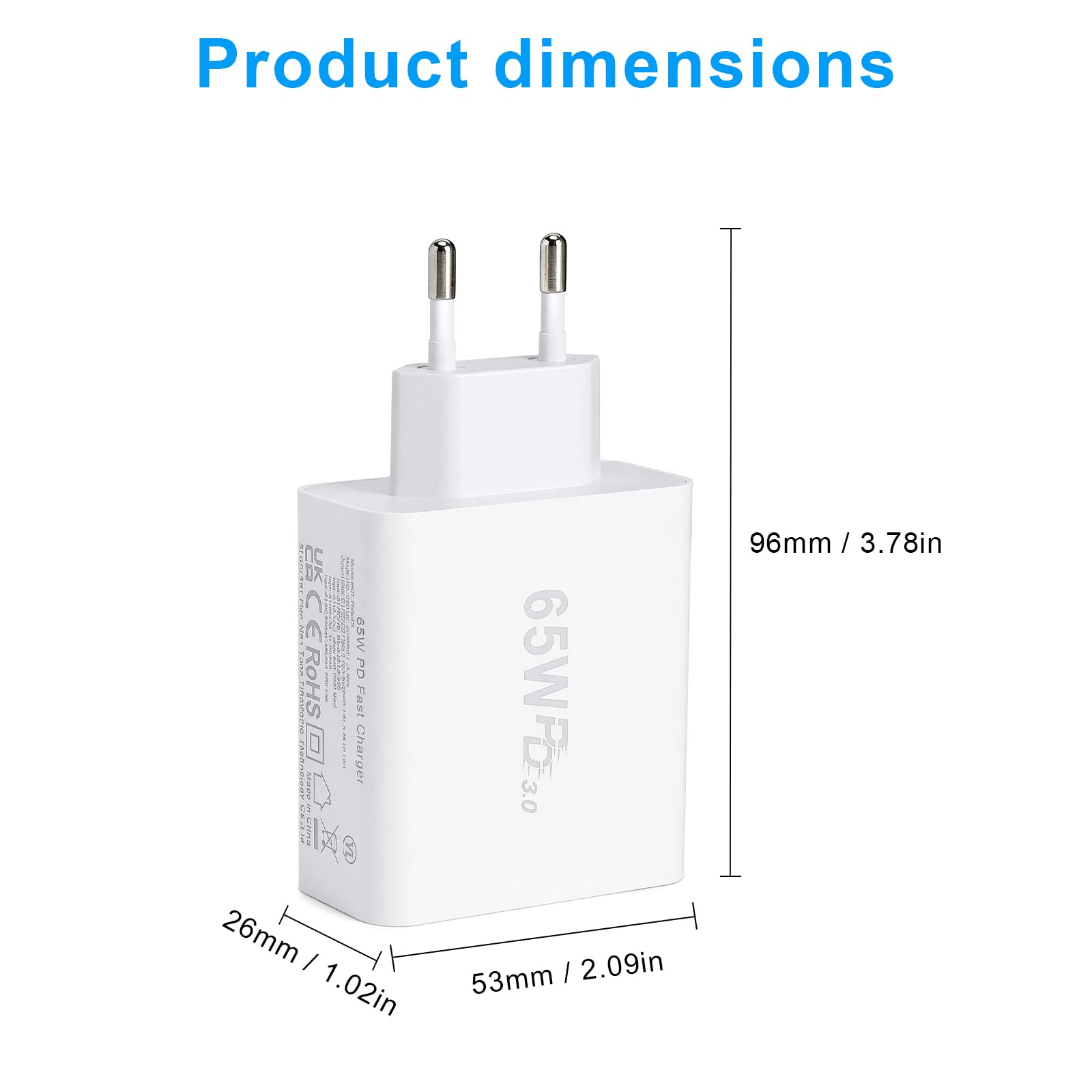 TNSLAND ładowarka USB C 65W, wieloportowe ładowarka USB 6 portów, ładowarka USB C szybka, wielokrotne gniazdo USB C z systemem ochronnym, adapter ładowania do iPhone, Samsung, tablet, laptop, biały