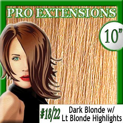 Pro Extensions 10" #18/22 Dark Blonde with Light Blonde Highlights Premier Remy Clip in Human Hair Extensions