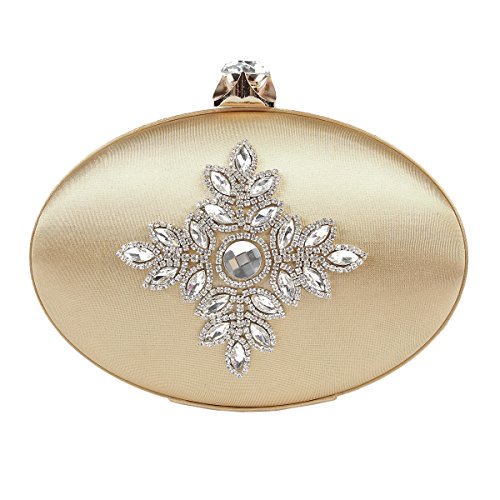 Sac de soirée ovale couleur or avec strass scintillants Damara