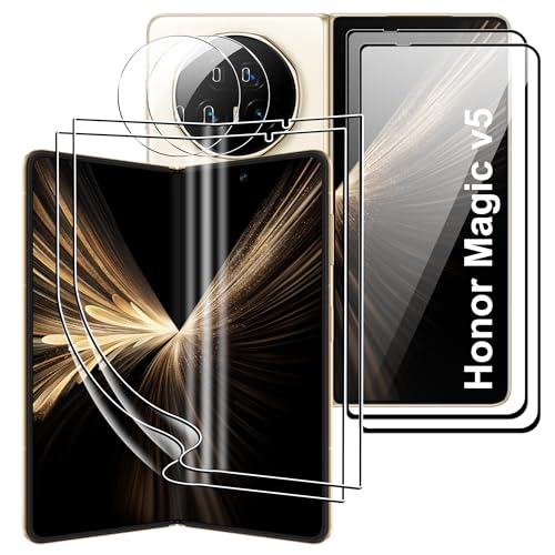 Tieeyivv Verre Trempé Compatible avec Honor Magic V5 Film Protection écran + Caméra Arrière Protecteur Couverture Complète Sans Bulles d'air Ultra...