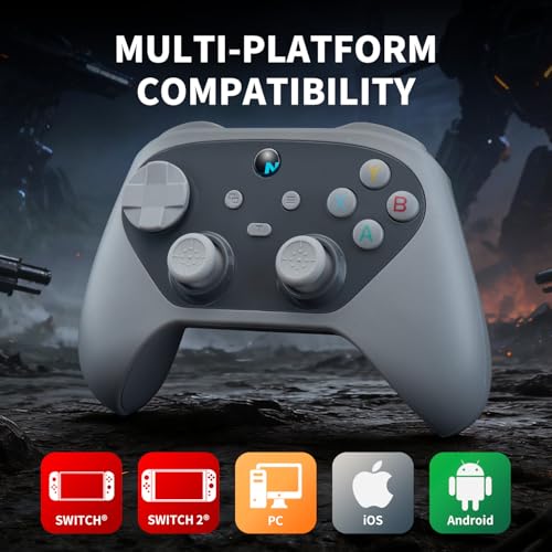 Image of NITHO KARMA Wireless Gaming Controller Compatible with Switch /Switch 2 /PC /iOS /Android, Gamepad with Hall Effect Triggers and Sticks, Programmable Back Buttons, Turbo, 6-Axis Gyro and Dual Vibration - Grey