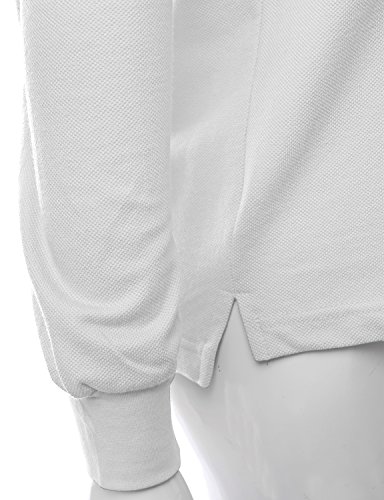 Xpril Womens Casual Basic Sporty Long Sleeve Polo Collar T-Shirt White Size L