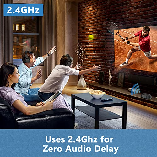 Rybozen TV Funkkopfhörer, Over-Ear Kabellose Kopfhörer mit Ladestation für Fernseher HiFi DVD, Sender mit 3.5mm RCA… - Image 4