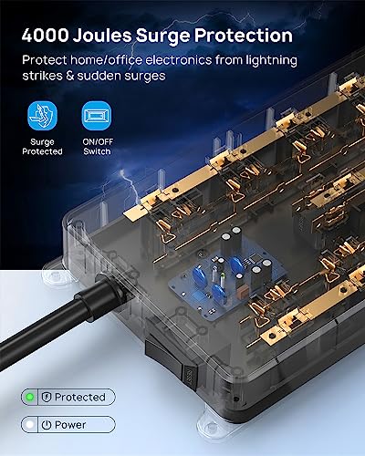 Image of TROND Surge Protector Power Strip with 32W USB C, 5ft, ETL Listed, Black