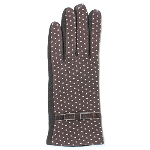 LL Womens Touch Screen Gloves for Smartphone Texting Fleece Lined, Many Styles (Medium/Large-Dot, BrownDot)