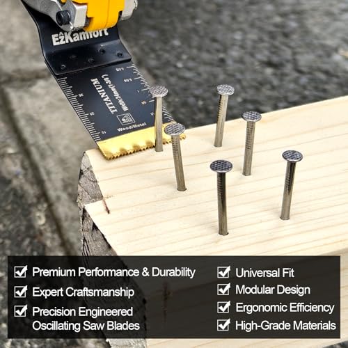 Ezkamfort 22Pcs Multi Tool Blade, Titanium Multitool Blade Kits for Wood Nails, Drywall, Japanese Tooth with Storage Bag, Universal Oscillating Saw Blades Compatible with Ryobi Makita Milwaukee 3 Ezkamfort 22Pcs Multi Tool Blade, Titanium Multitool Blade Kits for Wood Nails, Drywall, Japanese Tooth with Storage Bag, Universal Oscillating Saw Blades Compatible with Ryobi Makita Milwaukee - Image 3