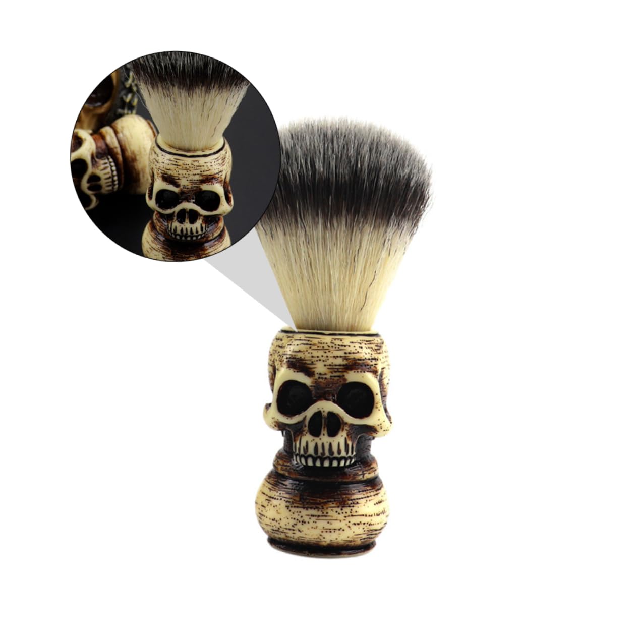 FRCOLOR 1pc Hair Beard Shaving Brush for Men Skull Head Handle Easy Cleaning Facial Care Tool