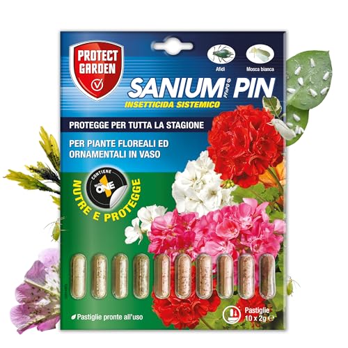 Protect Garden Sanium Pin PFnPO, Insetticida Sistemico in Pillole. Elimina Afidi e Mosca Bianca. Nutre e Protegge Grazie alla Formulazione Ricca di Concime NutriONE. Protegge Tutta La Stagione. 10 pin