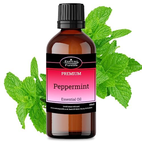 Essican Purelife Pure Peppermint Oil Diffuser, 50ml Peppermint Essential Oils for Skin & Cleaning, Natural Essential Oil for Candle Making, Rat, Insects & Spider Repellent Scented Oils for Home