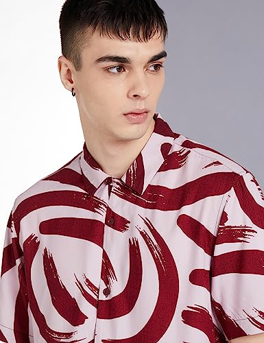 Image of Amazon Brand - INKAST Men's Geometric Printed Half Sleeve Viscose Shirt /Co-Ord Sets (Regular Fit)