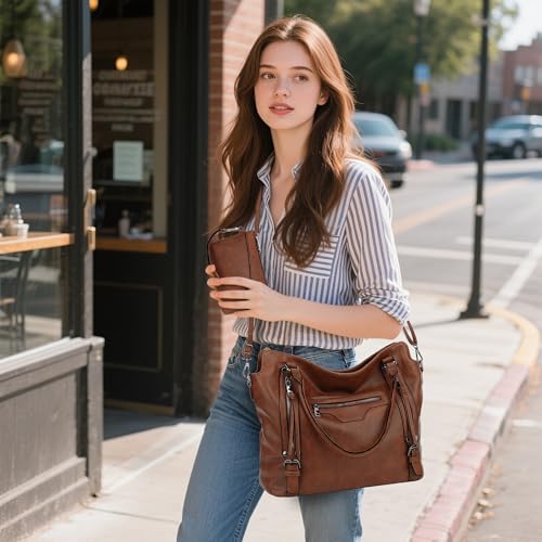 TANTOMI Hobo Bags for Women Large Capacity Handbags Bags Ladies Tote Bags Leather Crossbody Shoulder Bags with Small Purse Set 2PCS for Shopping Travel Work - Image 3