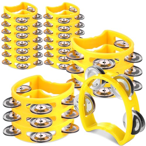 Boao 21 Pcs Tambourine Musical Instrument for Adults Plastic Percussion Tambourine 4 Bells ABS...
