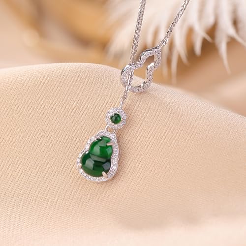Collier gourde en argent sterling et jaspe véritable style chinois - 2