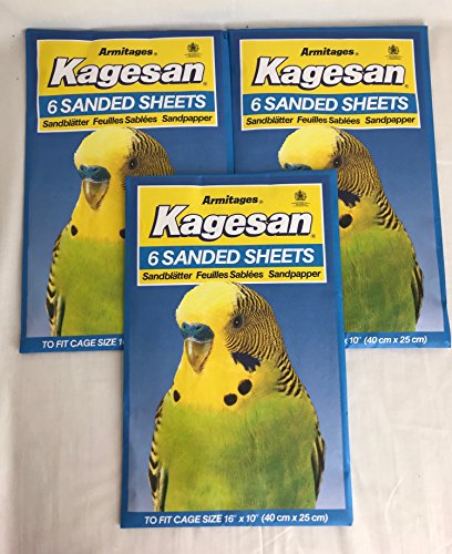 Kagesan Blue BIRD CAGE SAND PAPER SHEETS 3X6 PACK = 18 SHEETS 40cmX25cm