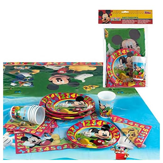 Disney - Pack de fiesta reciclable Mickey: mantel, platos, vasos, servilletas (71917)