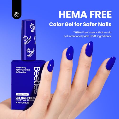 Image of Beetles Dark Blue Gel Nail Polish - 15ML Full Size Full Size Royal Blue HEMA-Free Gel Polish Nail Art Manicure Salon DIY Colorful Bottle for Women
