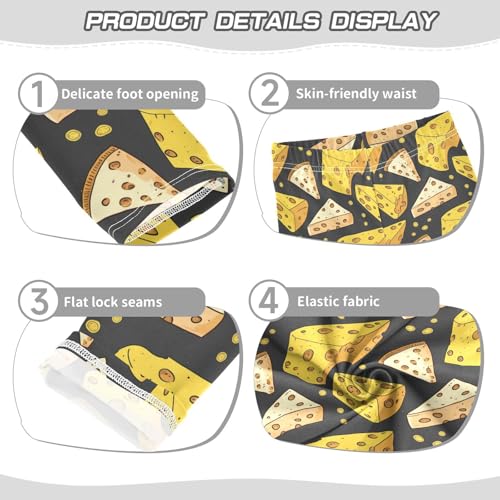 Wusikd Cheese Girls' Leggings Toddler Doodles Kids Yoga Pants Dance Active Tights 4T3