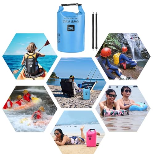 Sac étanche natation bleu 20L pliable protège de l'eau et du sable vos objets - 2