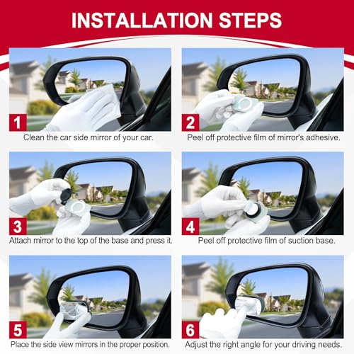 Image of LivTee Blind Spot Mirrors, Flat Oval HD Glass Frameless Convex Rear View Mirrors, Wide Angle Adjustable Stick for Side Mirror, Automotive Exterior Accessories for Car, SUV & Trucks, Pack of 2