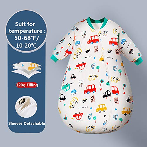 CYUURO Baby Organic Sleeping Bag Winter Detachable Sleeve Wearable Blanket,Medium,50-68?