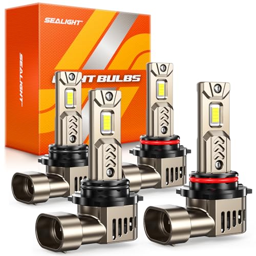 Image of SEALIGHT 9006 /HB4 9005 /HB3 Light Bulb Combo 1:1 Real Design, 10X Super Bright L2S 9005 9006 Fog Bulb, 6500K Cool White, 20 Year+ Extended Lifespan, 1:1 Halogen Size Wireless, Plug and Play, Pack of 4