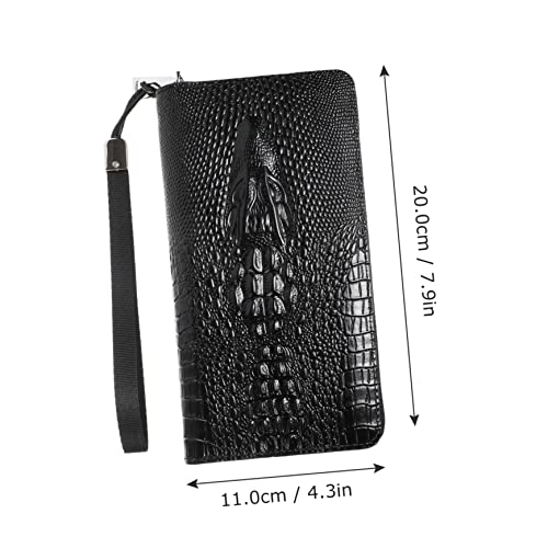 Mens Long Bifold Wallet Texture Large Capacity Card Holder Zipper Clutch for Storage Durable Fashionable Men2