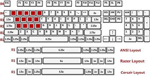 Image of 13 Keys Non-Slip Backlit keycaps Gaming Performance FPS MOBA Key Caps OEM Profile for Corsair K70 K100 RGB K95 K65 K68 K63 Mechanical Gaming Keyboards DIY Replace (Grey)