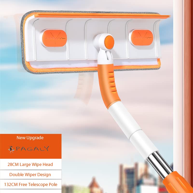 PAGALYetrade 2 in 1 Cleaning Supplies Squeegee Window Cleaning Wiper for Glass with Bendable Head for car Glass Cleaner ,Bathroom Cleaning Brush ,Wiper for Floor Cleaning. 1