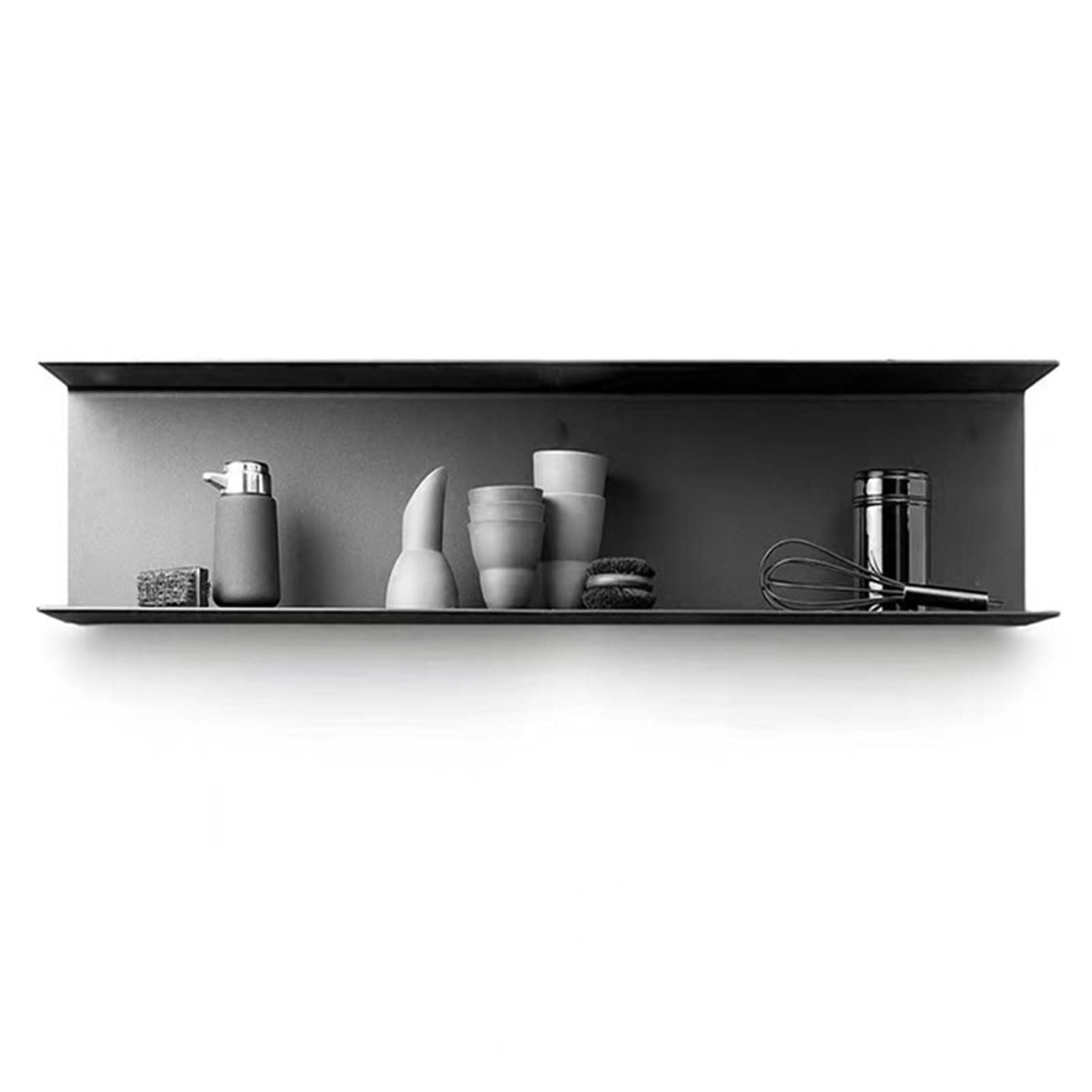 YUANCHUTOP Wall Shelves for Home Decor, Metal Storage Rack for Kitchen and Living Room, U-Shaped Wall Shelf for nizing Books, Black, 100x15x20cm