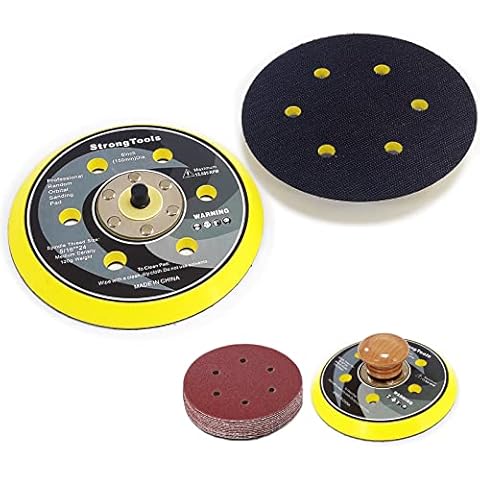 StrongTools DA Sanding Pad,2PCS Hook & Loop Backing Pad for Random Orbital Sander, 6" Disc 5/16"-24 UNF Thread Provide with Handle (6in 5/16"-24 6Hole *2pcs) Cover