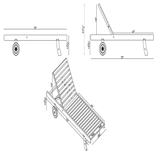 2-Pack Caspian Adjustable Eucalyptus Wood Outdoor Lounge Chairs With Weather-Resistant Durability (Furniture 73" W X 24"D X 12 1/2"H 5 Reclining Positions) #TOP2