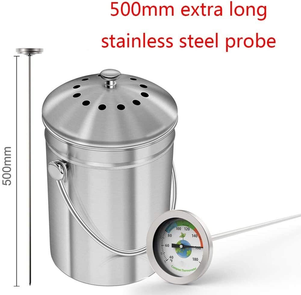 Termómetro de Suelo de Acero Inoxidable portátil Termómetro de Suelo Celsius Medición de jardín Patio 40-180 Dial Temperatura Duradera