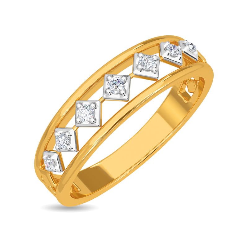 Image of KISNA 14k / 18k Real Gold & Diamond Ring | Diwali, Rakhi Rakshabandhan Gift for Sister /Bhabhi /Women | With Certificate of Authenticity & BIS-Hallmarked Gold Jewellery | Erika Diamond Ring For Her