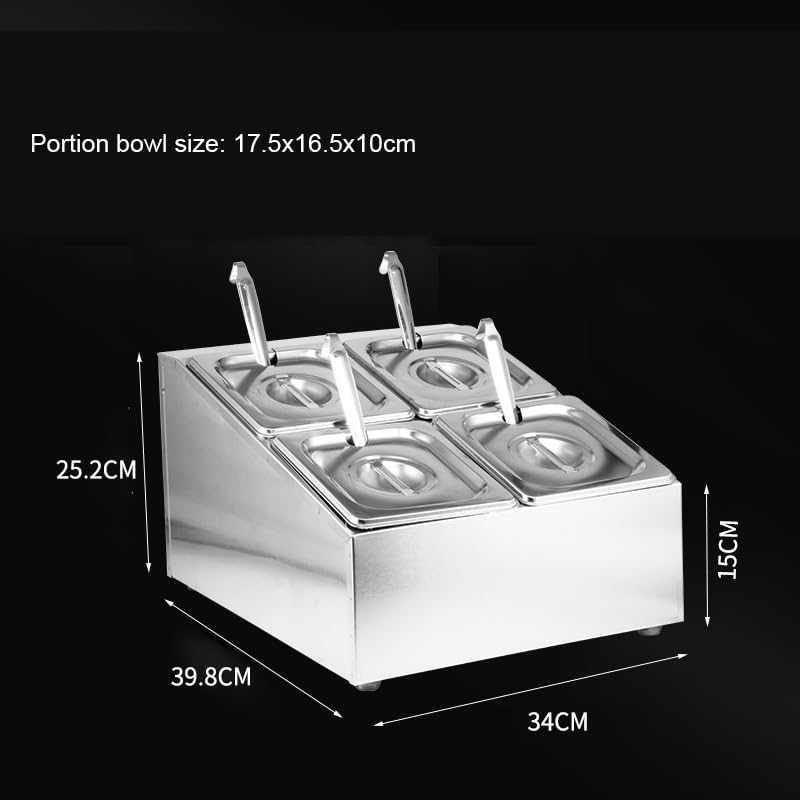 Pizza-Vorbereitungsstation aus Edelstahl mit Deckel, Gewürz-Organizer und Fächern, für Saucen, Gewürzbehälter (34 x 39,8 x 25,2 cm) – perfekt für Restaurants und Hobbyköche