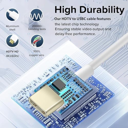 Image of KikoSaka USB C to HDTV Cable 4K 60Hz Type C to HDTV Adapter High Speed | USBC Digital AV Thunderbolt 3 /4 /5 for TV Monitor Projector Compatible with iPhone 17 16 15, Galaxy and More USB-C Device 6FT