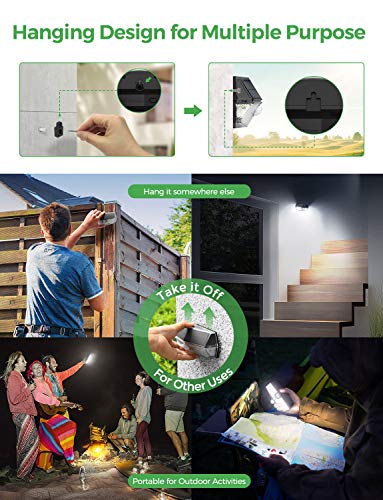 LITOM 120 LED Solar Lights Outdoor, upgraded Solar Panel with 3 Optional Modes and 270°Wide Angle, IP67 Waterproof, Portable Solar Powered Security Light 4 Pack