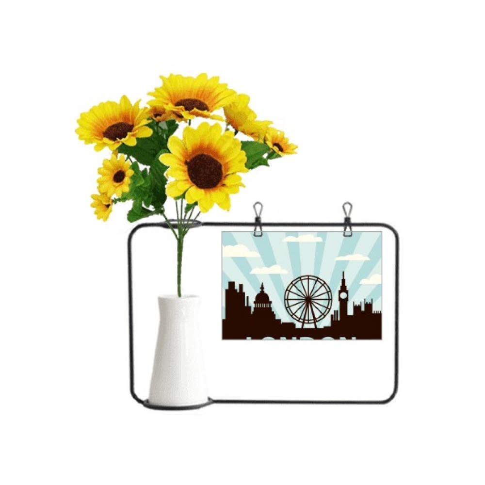 Carte de bénédiction Londres avec vase de tournesols artificiels