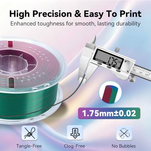 Image of Kingroon PLA Filament, Multicolor Silk PLA Filament, Tri Color 3D Printer Filament, 1.75 mm, Dimensional Accuracy + /- 0.03 mm, 4kg Spool(8.8lbs) 4 Rolls, 4 Different Multicolor Filaments