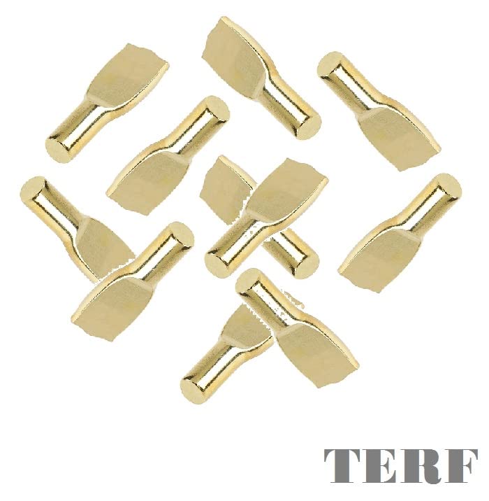 TERF® Electro Brass Plated Metal Push in Furniture Shelf Support Stud Pegs Pins for Kitchen Cabinet Wardrobe Bookcase Closet Glass Shelve and Furniture Shelf Support Use - Image 4