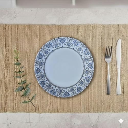 Image of Melamine Quarter Plates | Round Half Plate | Microwave Safe | Break Resistant | Plates for Snacks, Lunch, Dinner | Plates for home, Office, Restaurant | Set of 6 | 7 Inch's (BLUE DIAMOND)