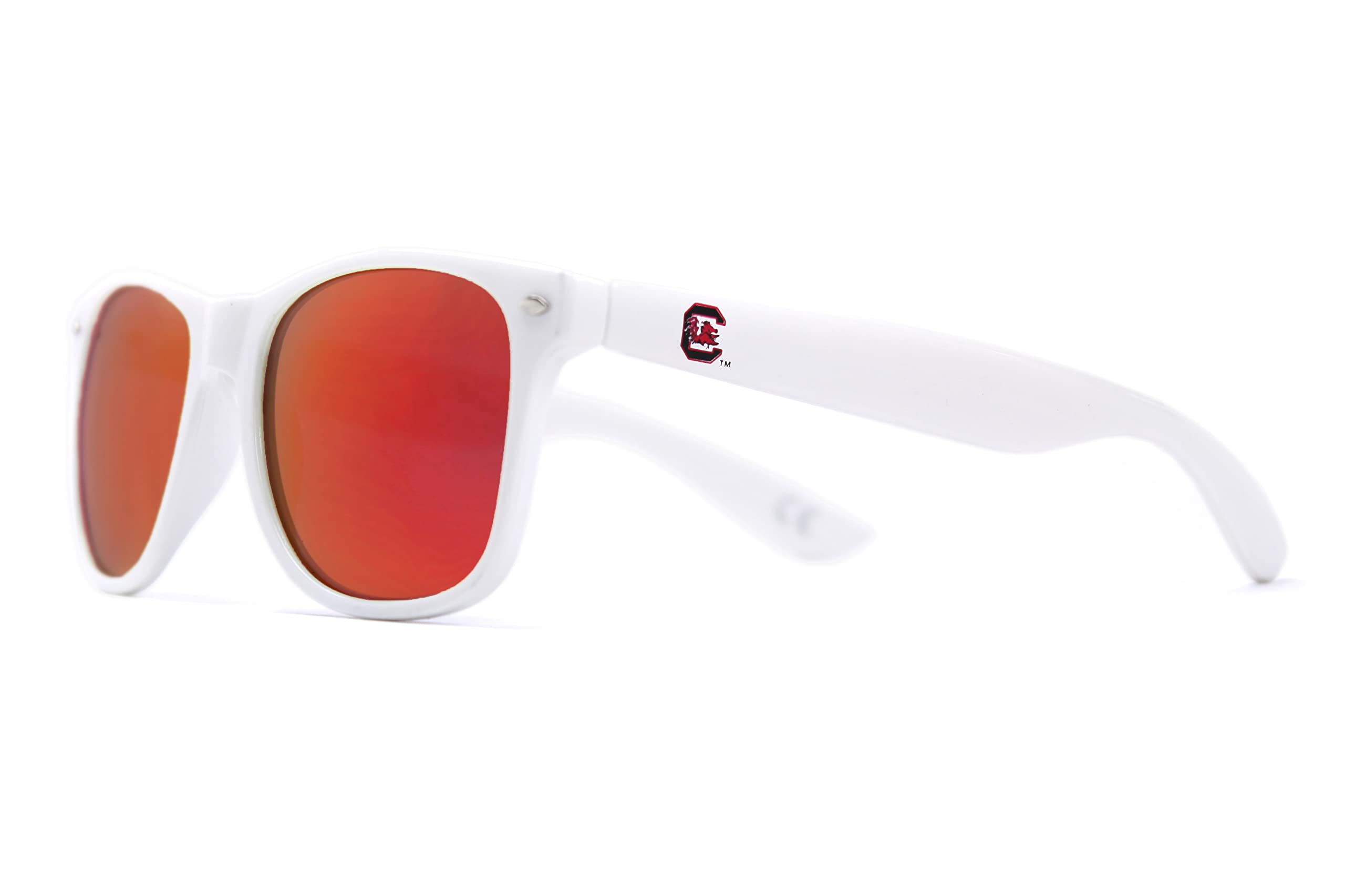 Society43 NCAA South Carolina Fighting Gamecocks SOCAR-1 Frame Silver Lenses Sunglasses, One Size, Red