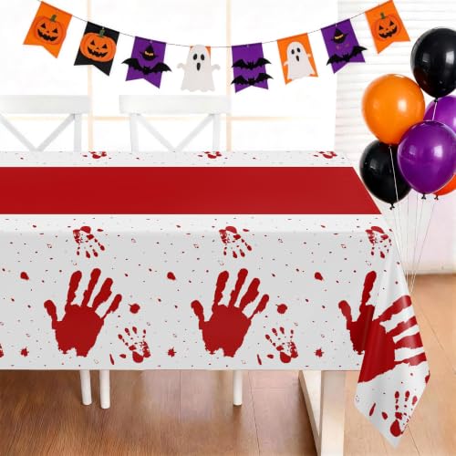 Image of Childom 3 Pack Halloween Tablecloth Rectangle Table,Halloween Decorations | 54 inch x 108 inch Disposable Plastic Tablecloths,Plastic Table Cover for Halloween Party Decorations,Halloween Party Supplies Favors
