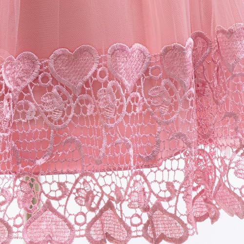 Girls Flower Lace Tulle Dress Sleeveless Formal Princess Party Gown Elegant Birthday Wedding Outfit2