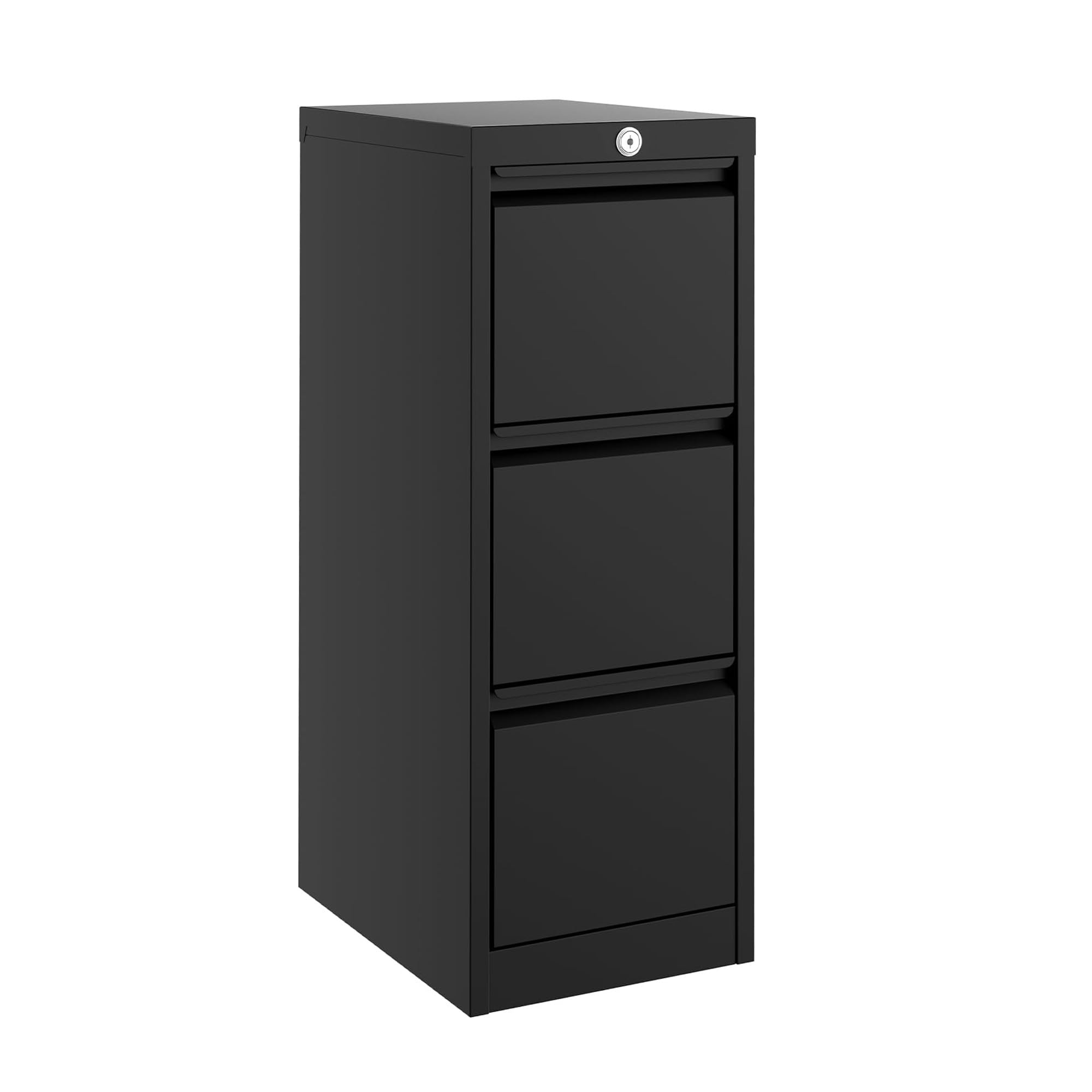 GarveeHome Aktenschrank Stahl Schwarz 3 Schubladen Buerokabinett | Büromöbel Rollcontainer Schlüsselschloss Aufbewahrung stabil Büro Arbeitszimmer Home Office