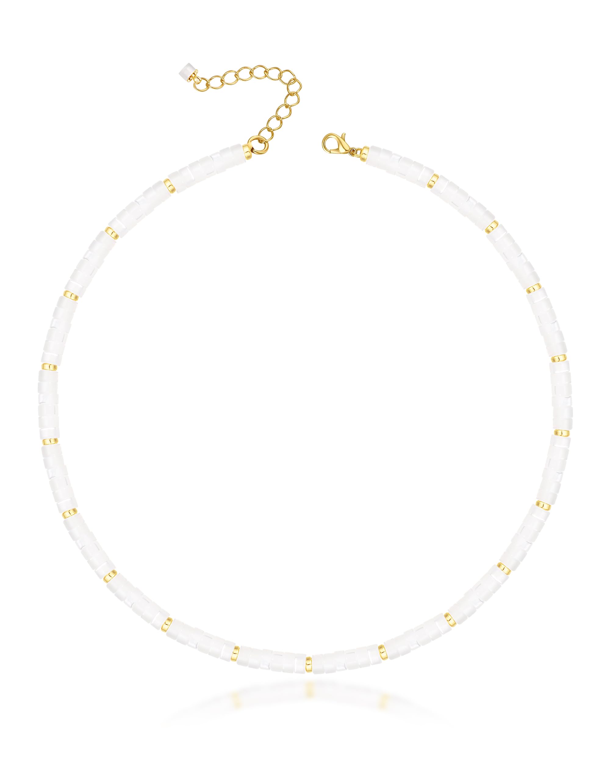 MIDDLUX Heishi Style Gemstones/Natural Pearls Beaded Choker Necklace for Women, Handmade Jewelry Gifts for Her