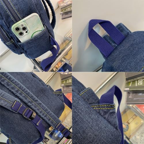 Image of MaxxCloud Vintage Denim Backpack Tote Satchel Hiking Knapsack Canvas Travel Bag Handbag Purse Rucksack 519 Light Blue, Standard