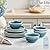 Dafuceramic Plates and Bowls Sets, 12 Pieces Blue Dinnerware Sets for Kitchen, Reactive Glaze Dishes Set for 4, Dishwasher and Microwave Safe, Series Starflecked Shore (Blue)