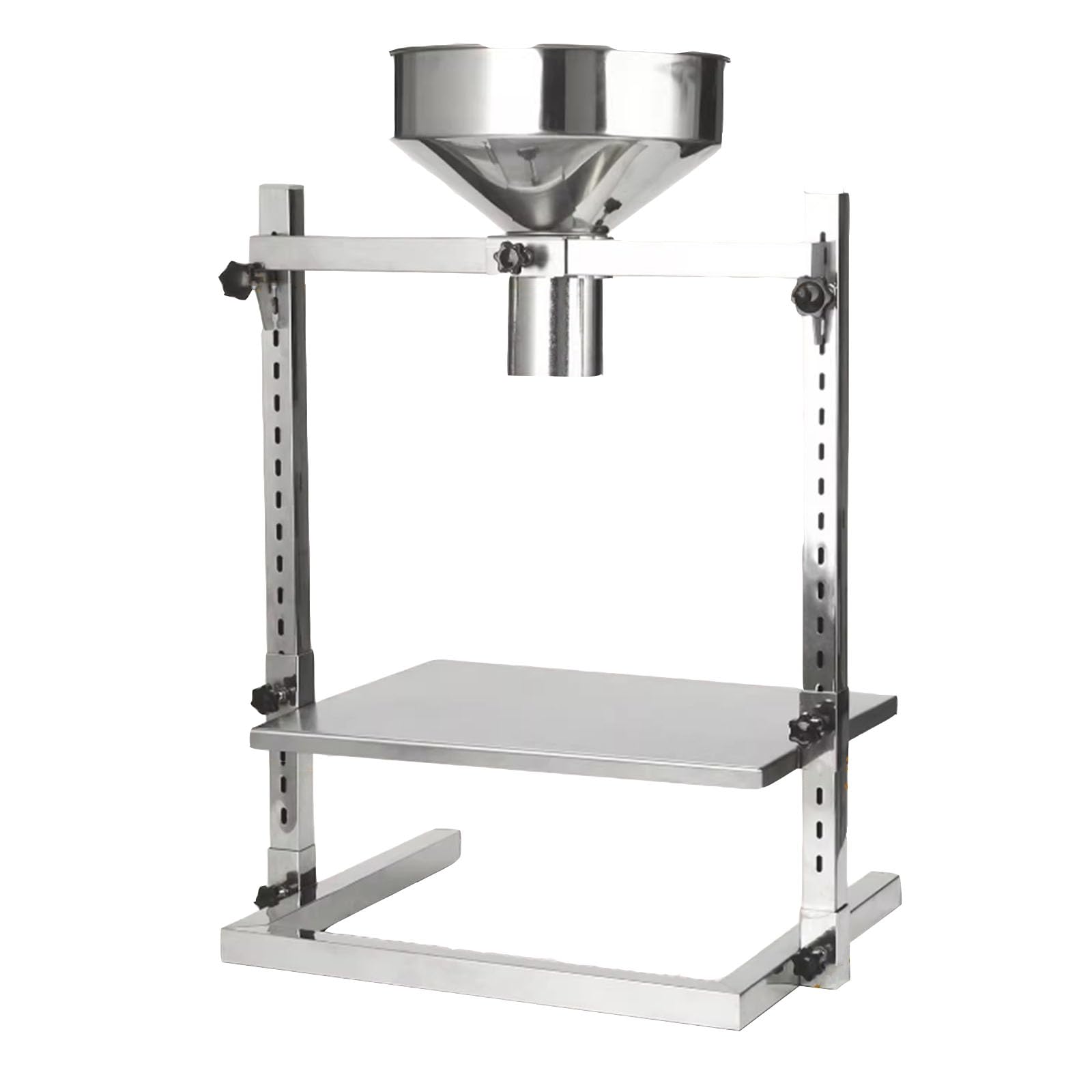 THYXGS Stainless Steel Feeding Hopper, Heavy Duty Packaging Funnel Food Grade, with Dual Bracket/tray, Adjustable Height, for Package Powder/Liquid/Granule