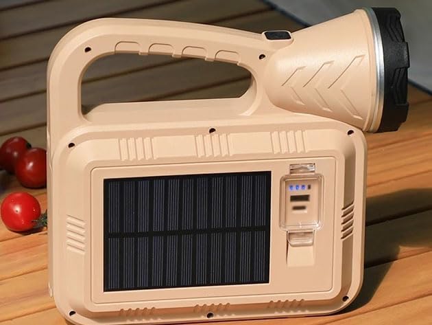 Solar Working Light Rechargeable, Multifunctional LED Camping Lantern Portable Outdoor USB/Solar Charging Bluetooth Speaker with 3 Lighting Modes, Emergency Flashlight for Repairing